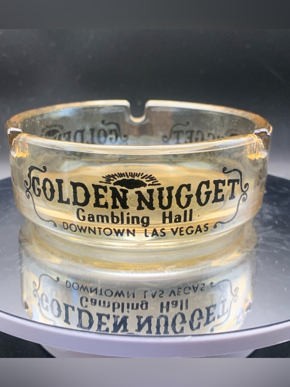 Vintage Golden Nugget Gambling Hall Ashtray Downtown Las Vegas Swirl Base